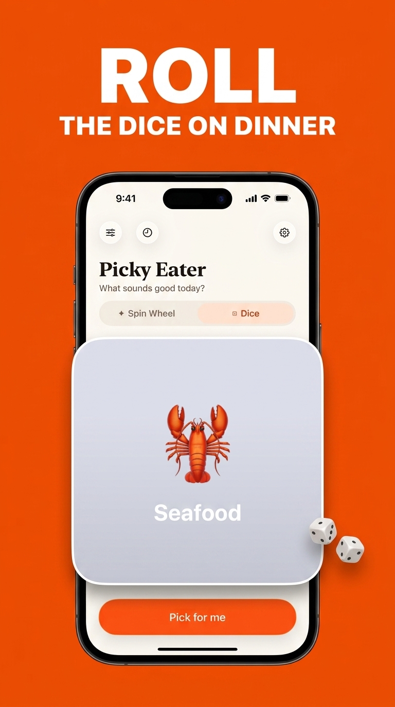 Picky Eater dice dinner promotion shown in full