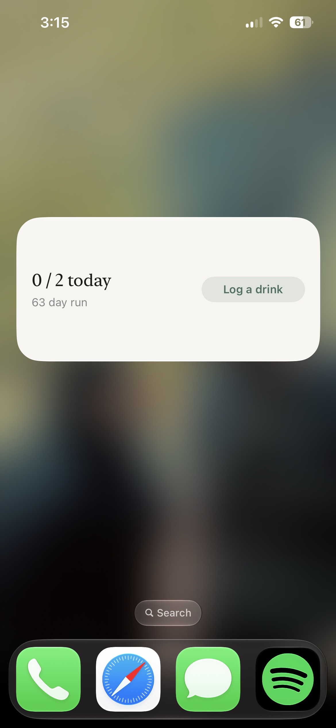 Cutback Home Screen widget shown in full